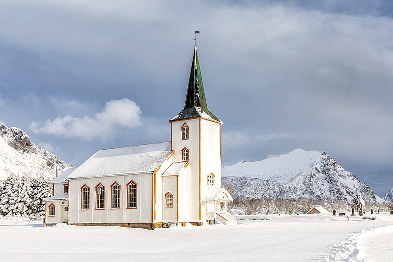 Churches, Church, Norway , Lofoten Islands , Winter, HD wallpaper