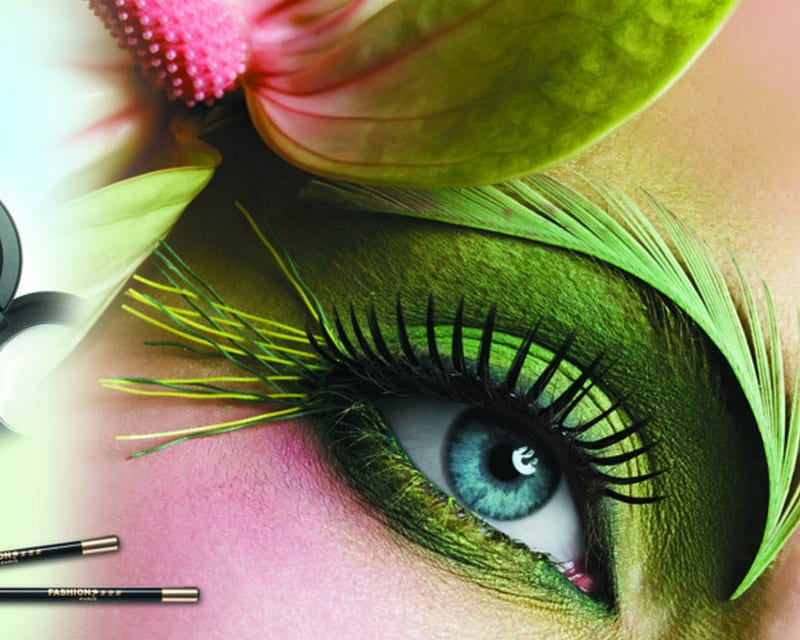 Eye make up, artistic, green, makeup, eye, HD wallpaper
