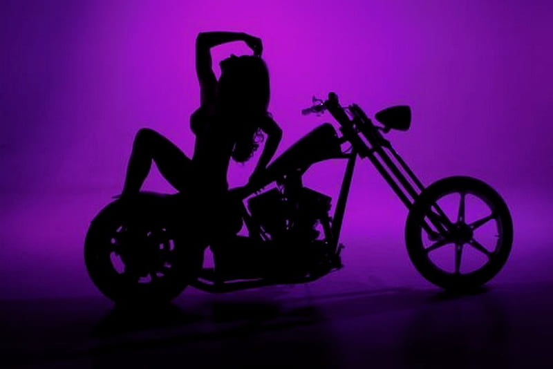 biker dream silhouette women. jpg, silhoutte, biker, dream, women, HD wallpaper