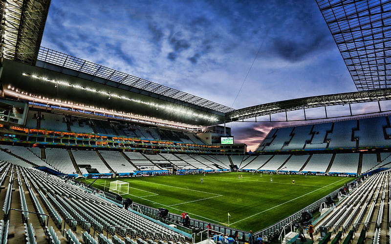 Arena Corinthians, empty stadium, Corinthians Stadium, soccer, Serie A, Sport Club Corinthians Paulista, Brazil, R, HD wallpaper