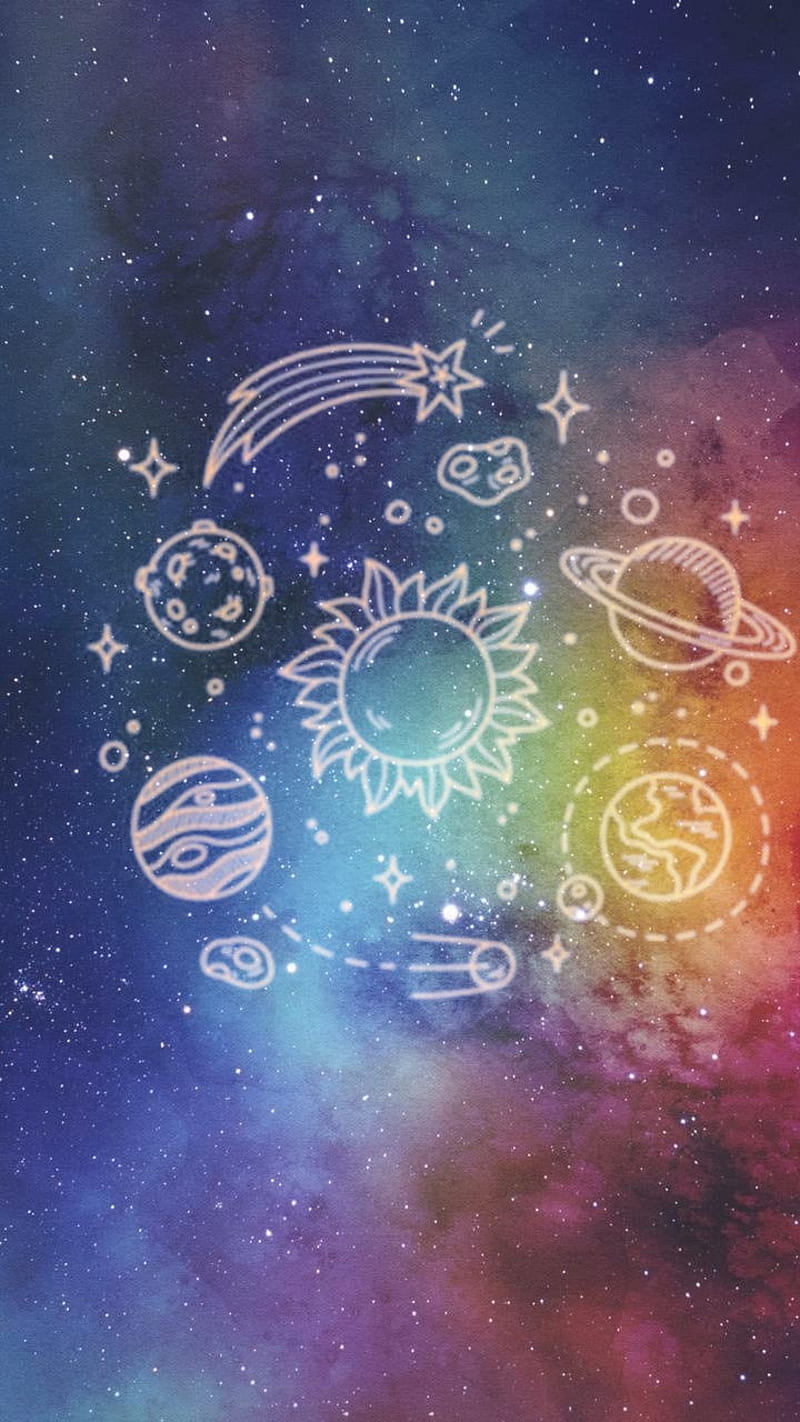 Planet, galaxy, rainbow, HD phone wallpaper