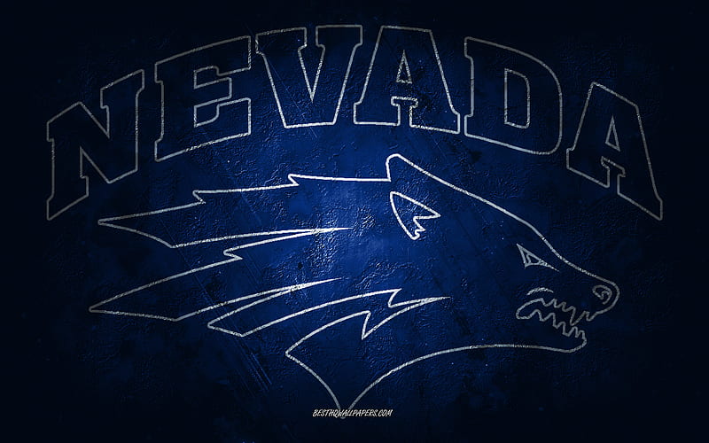 Nevada Wolf Pack, American football team, blue background, Nevada Wolf Pack logo, grunge art, NCAA, American football, USA, Nevada Wolf Pack emblem, HD wallpaper