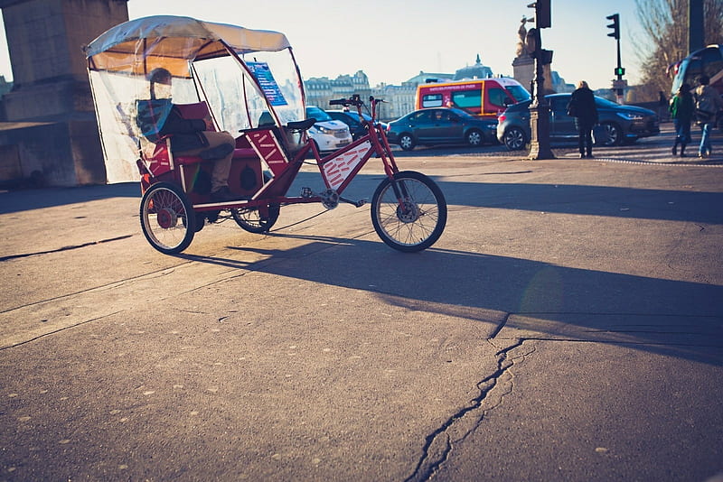 Bicycle Rickshaw, Paris, Bicycle, Rickshaw, Transport, Taxi, HD wallpaper
