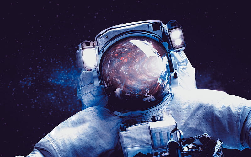 astronaut, open space, mask, space station, astronaut suit, HD wallpaper