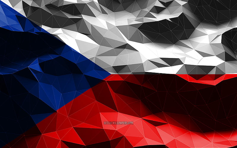 Czech flag, low poly art, European countries, national symbols, Flag of Czech Republic, 3D flags, Czech Republic flag, Czech Republic, Europe, Czech Republic 3D flag, HD wallpaper