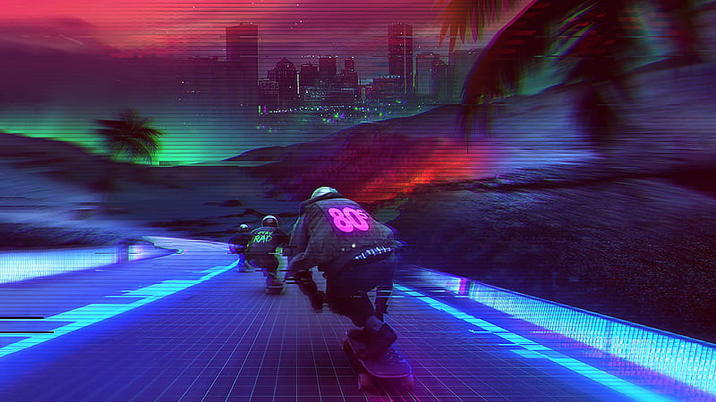 Skater Digital Art Vaporwave, HD wallpaper