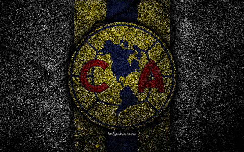 Club America FC, logo, Liga MX, football, soccer, Primera Division, black stone, Mexico, Club America, asphalt texture, football club, FC Club America, HD wallpaper