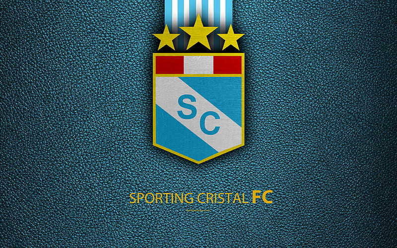 Sporting Cristal FC logo, leather texture, Peruvian football club, emblem, blue white lines, Peruvian Primera Division, Lima, Peru, football, HD wallpaper