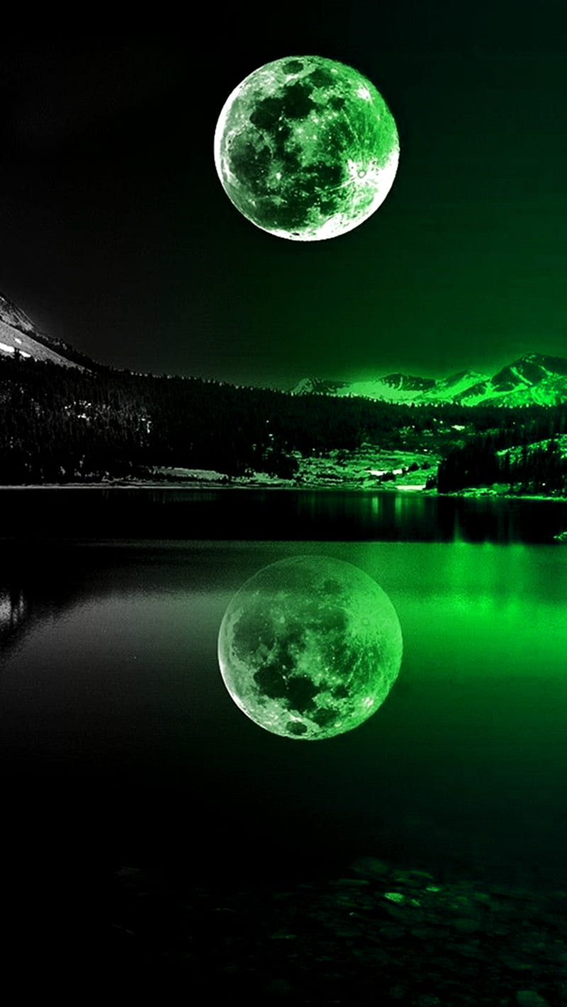 Green Moonlight, green, moonlight, HD phone wallpaper