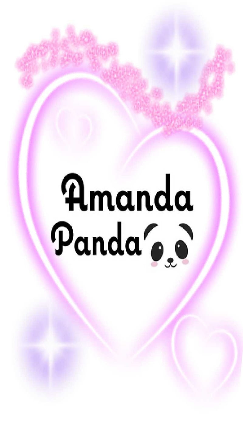 Amanda Panda, heart, pink, ribbons, you, HD phone wallpaper