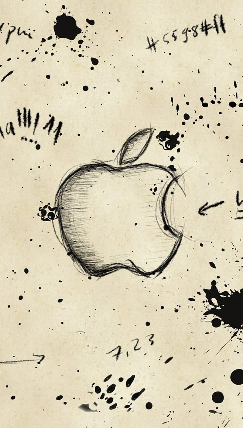 Apple, logo, scribbles, HD phone wallpaper