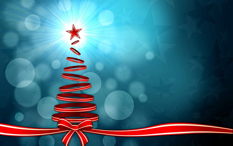 Happy Holidays, red, pretty, christmas tree, holidays, bonito, magic, xmas, sweet, bokeh, magic christmas, beauty, blue, cow, lovely, holiday, christmas, ribbon, new year, happy new year, merry christmas, HD wallpaper