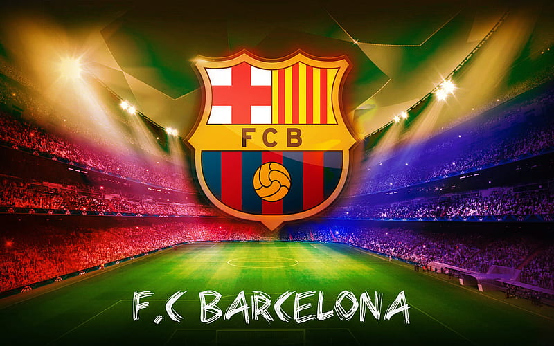 Barcelona FC, fan art, Barca, soccer, logo, FCB, abstract waves, LaLiga, football club, Spain, La Liga, HD wallpaper