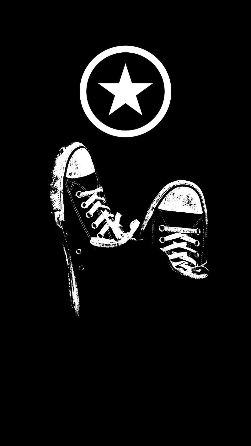Converse star, black, converse, logo, minimal, star, white, HD phone wallpaper