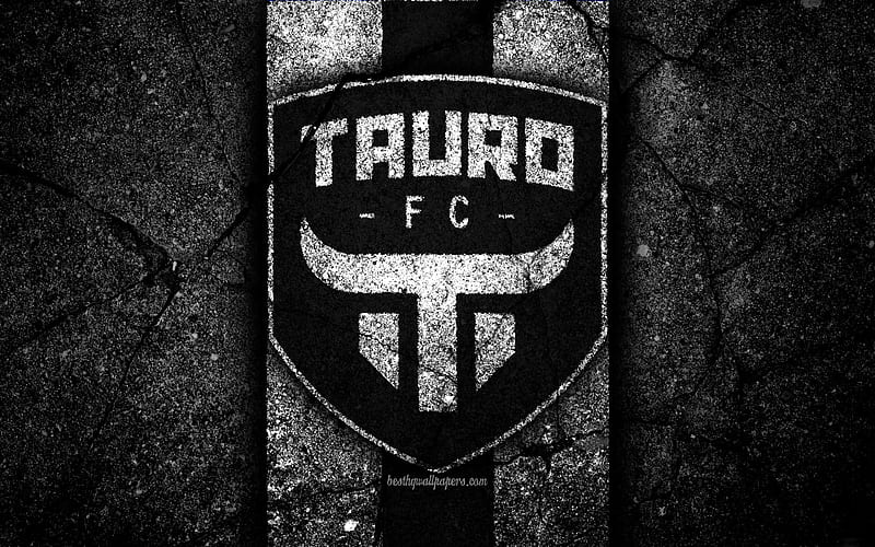 FC Tauro, logo, LPF, soccer, Liga Panamena, black stone, football club, Panama, Tauro, asphalt texture, Tauro FC, HD wallpaper