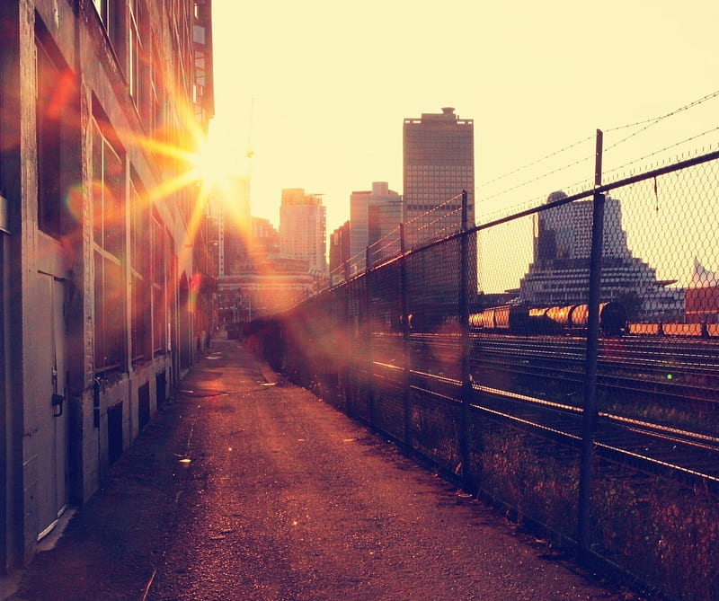 City of Factories, factory, fence, hipster, old, oldies, sun, train, HD wallpaper