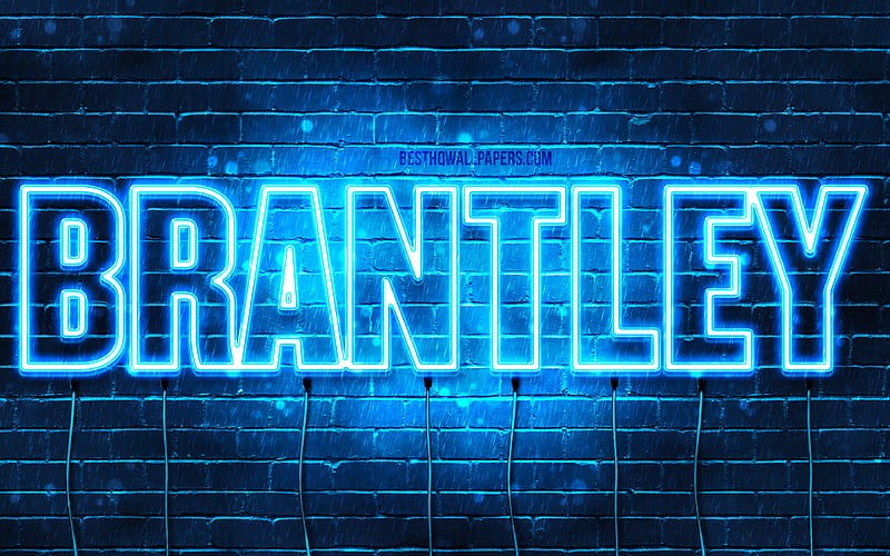 Brantley with names, horizontal text, Brantley name, blue neon lights ...