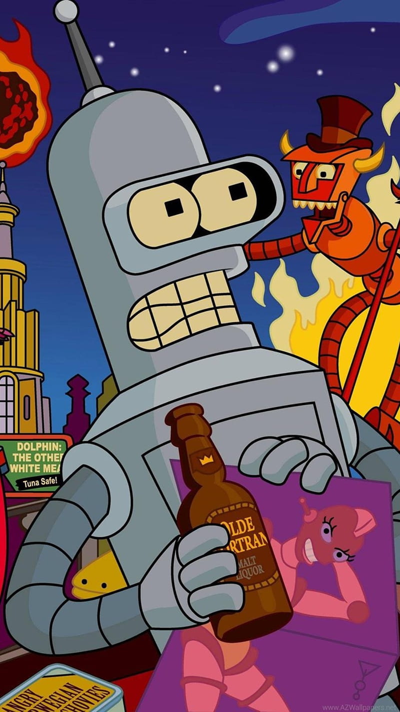 Bender, bebendo, futurama, robo, HD phone wallpaper