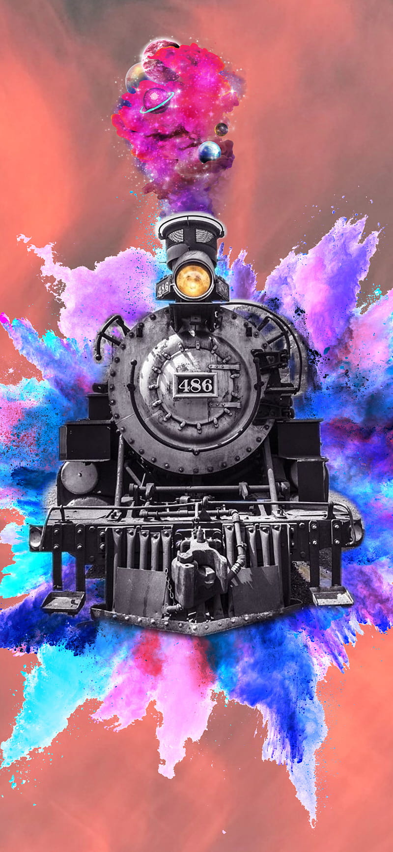 Colorful train , express, locomotive, steam, track, trains, HD phone wallpaper
