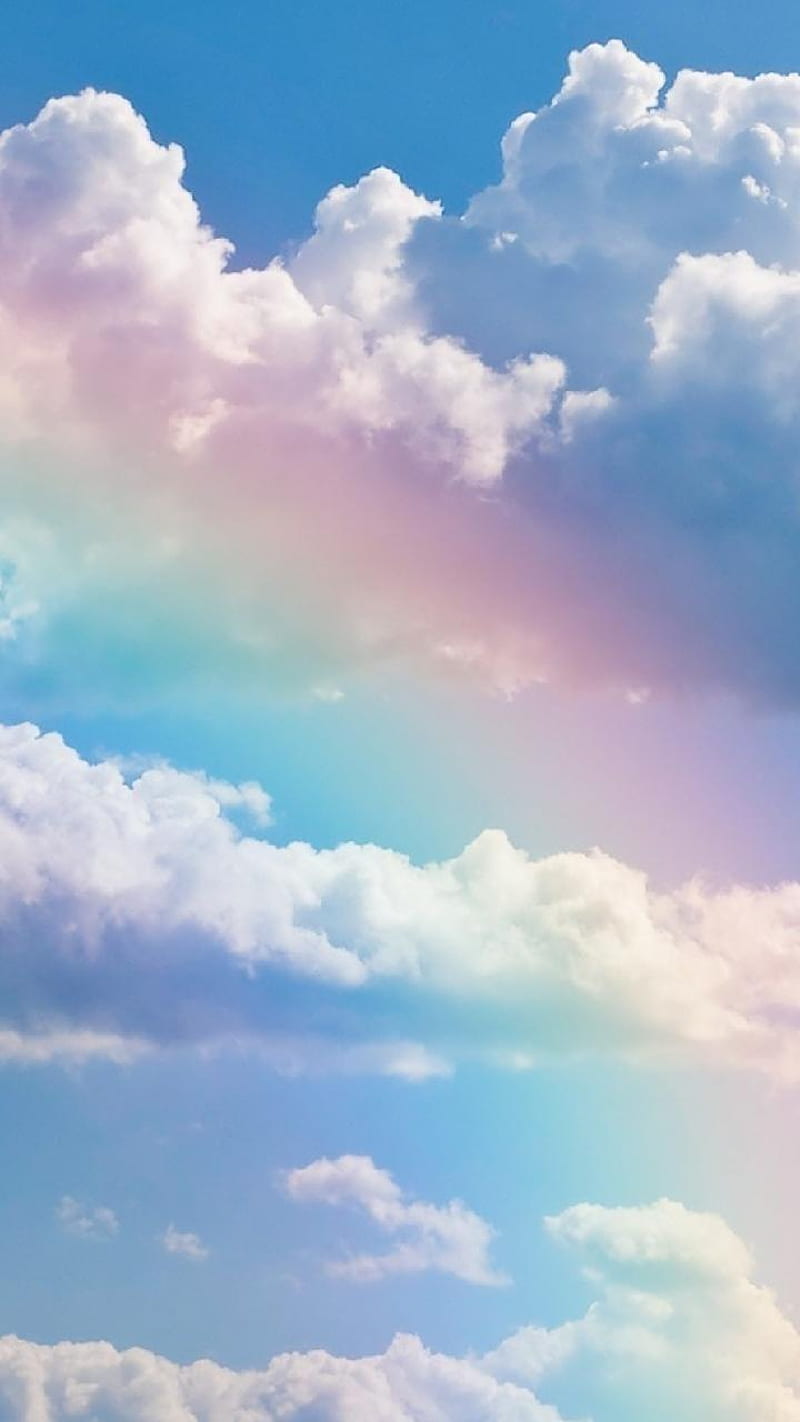 Rainbow cloud, clouds, rainbow, sky, slender, HD phone wallpaper
