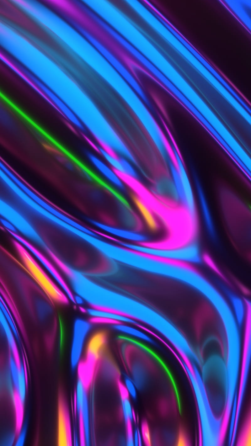 Rainbow Metal Fluid, colors, gradient, iridescent, wave, HD phone wallpaper