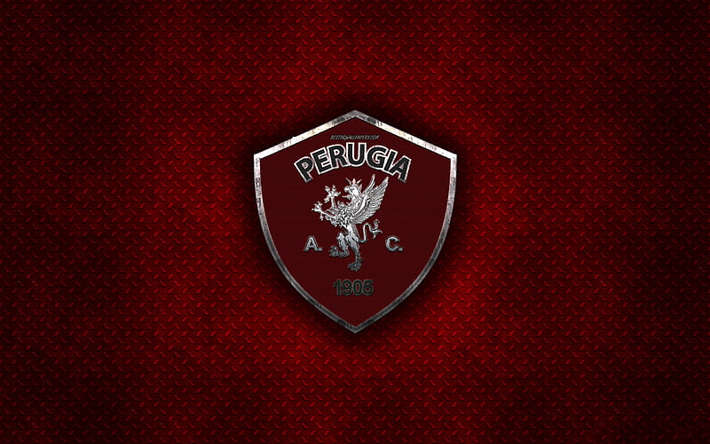AC Perugia Calcio, Italian football club, red metal texture, metal logo, emblem, Perugia, Italy, Serie B, creative art, football, HD wallpaper