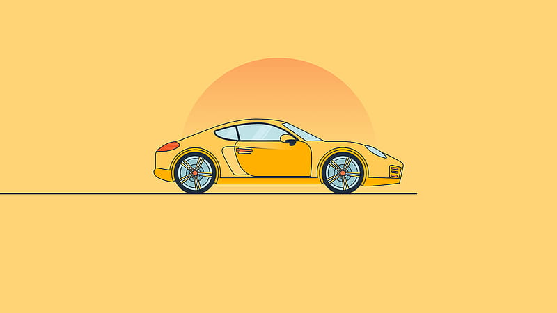 Porsche Minimal Yellow , porsche, cars, minimalism, minimalist, artist, artwork, digital-art, HD wallpaper