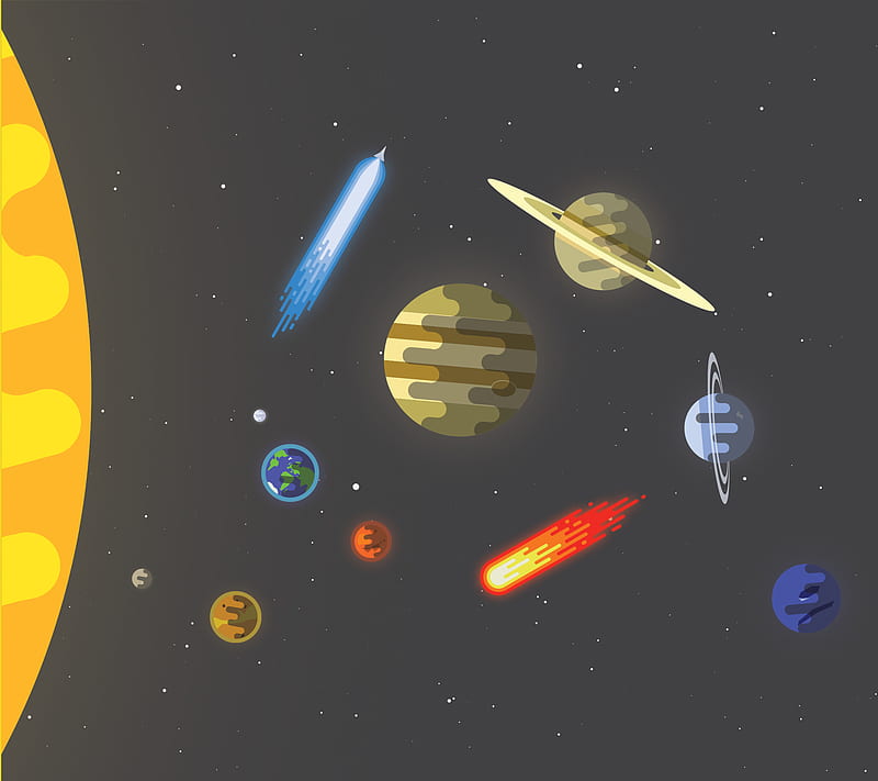 Solar System, minimalist, planets, sci-fi, space, star, sun, HD wallpaper