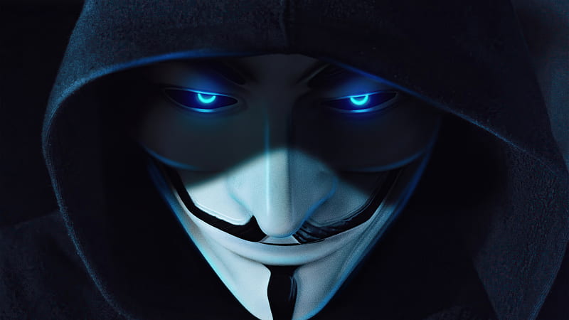 Anonymus Guy Blue Eyes , anonymus, hoodie, mask, artist, artwork, digital-art, HD wallpaper