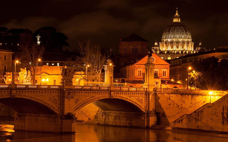 vatican night-Cities landscape, HD wallpaper