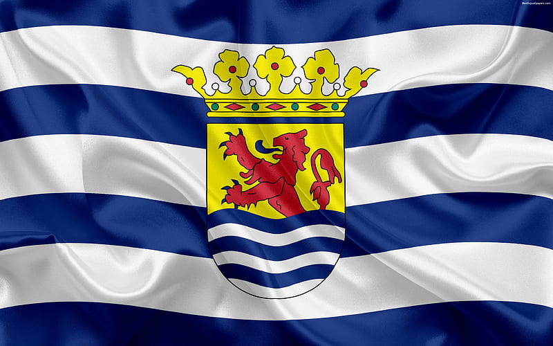 Flag of Zealand, Netherlands silk flag, administrative division, Provinces of the Netherlands, Zealand, HD wallpaper