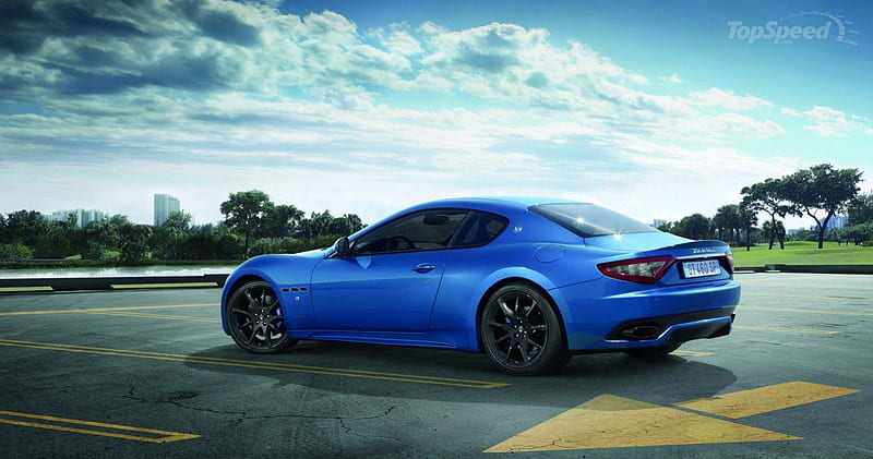 Maserati-Gran Turismo, tinted windows, maserati, blue, black wheels, HD wallpaper