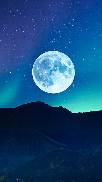 Polar Lights and Full Moon, aurora, polar lights, moon, nature