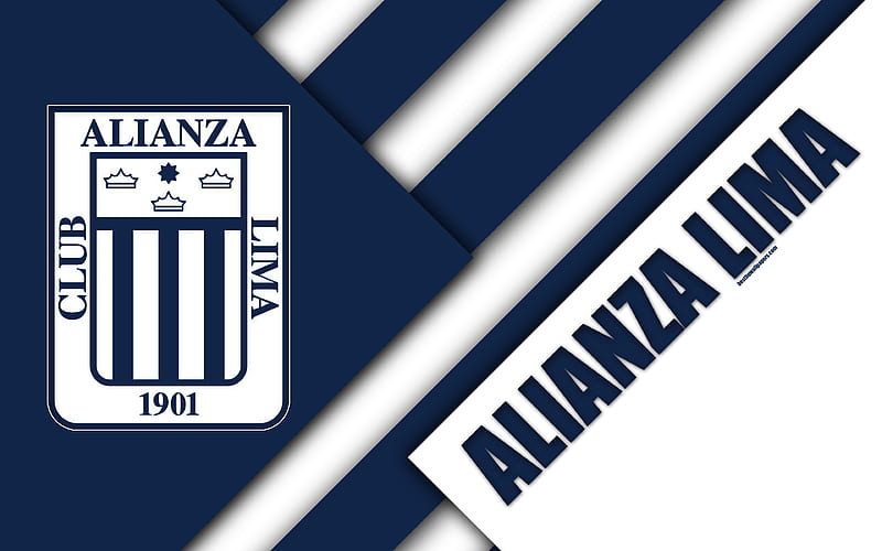 Club Alianza Lima logo, white blue abstraction, Peruvian football club, material design, Peruvian Primera Division, Lima, Peru, football, HD wallpaper