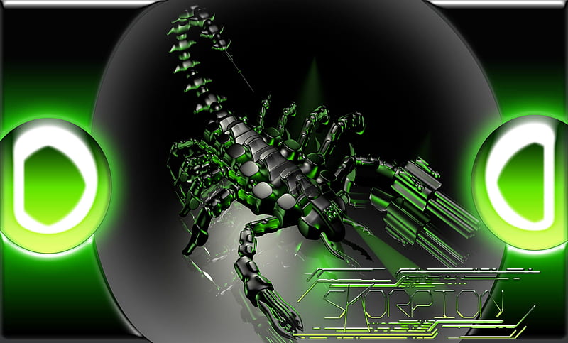 Cyber Scorpion, scorpio, green, danger, insect, color, scorpion, HD wallpaper