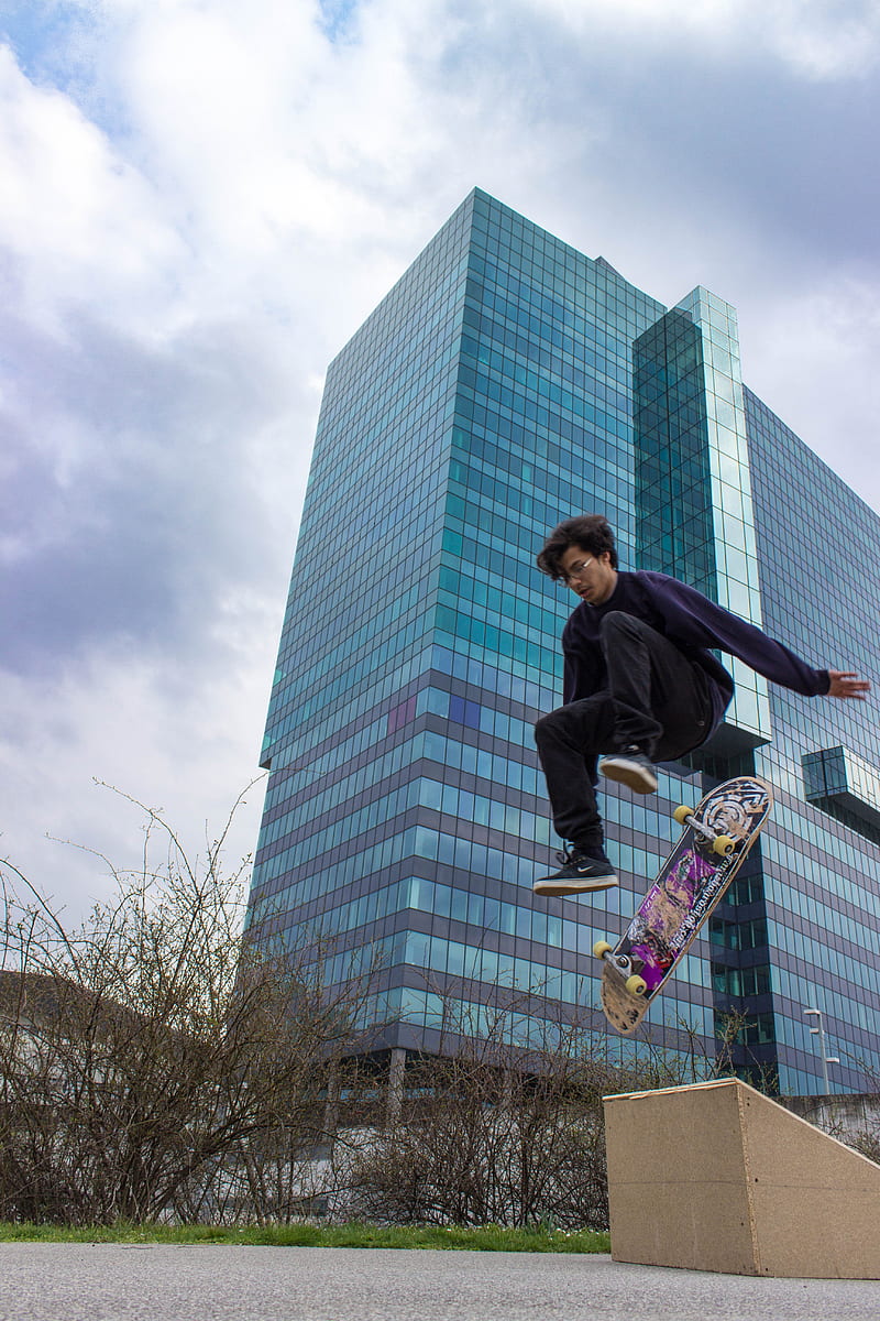 skateboarding, reflection, jumping, people, skateboard, Vienna, HD phone wallpaper