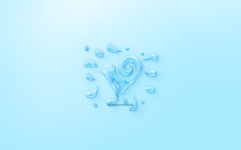 Aries Zodiac Sign, Creative Aries Symbol, horoscope signs, sign of water, Aries Sign, water art, astrological sign, Aries, blue background, HD wallpaper