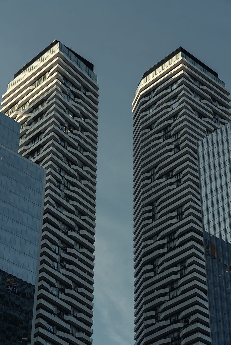 low-angle graphy of twin buildings, HD phone wallpaper