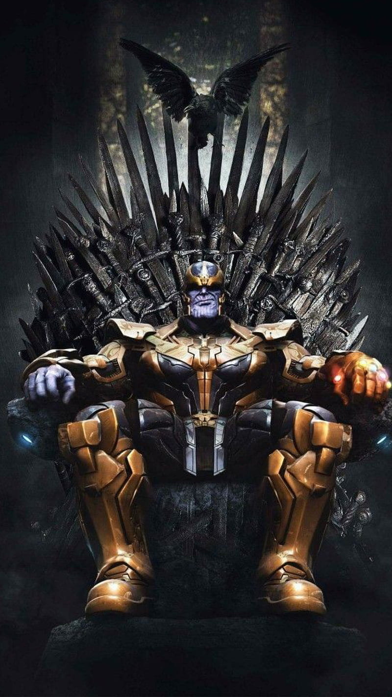 Thanos, 2018, infinity war, marvel, movie, sitting, HD phone wallpaper