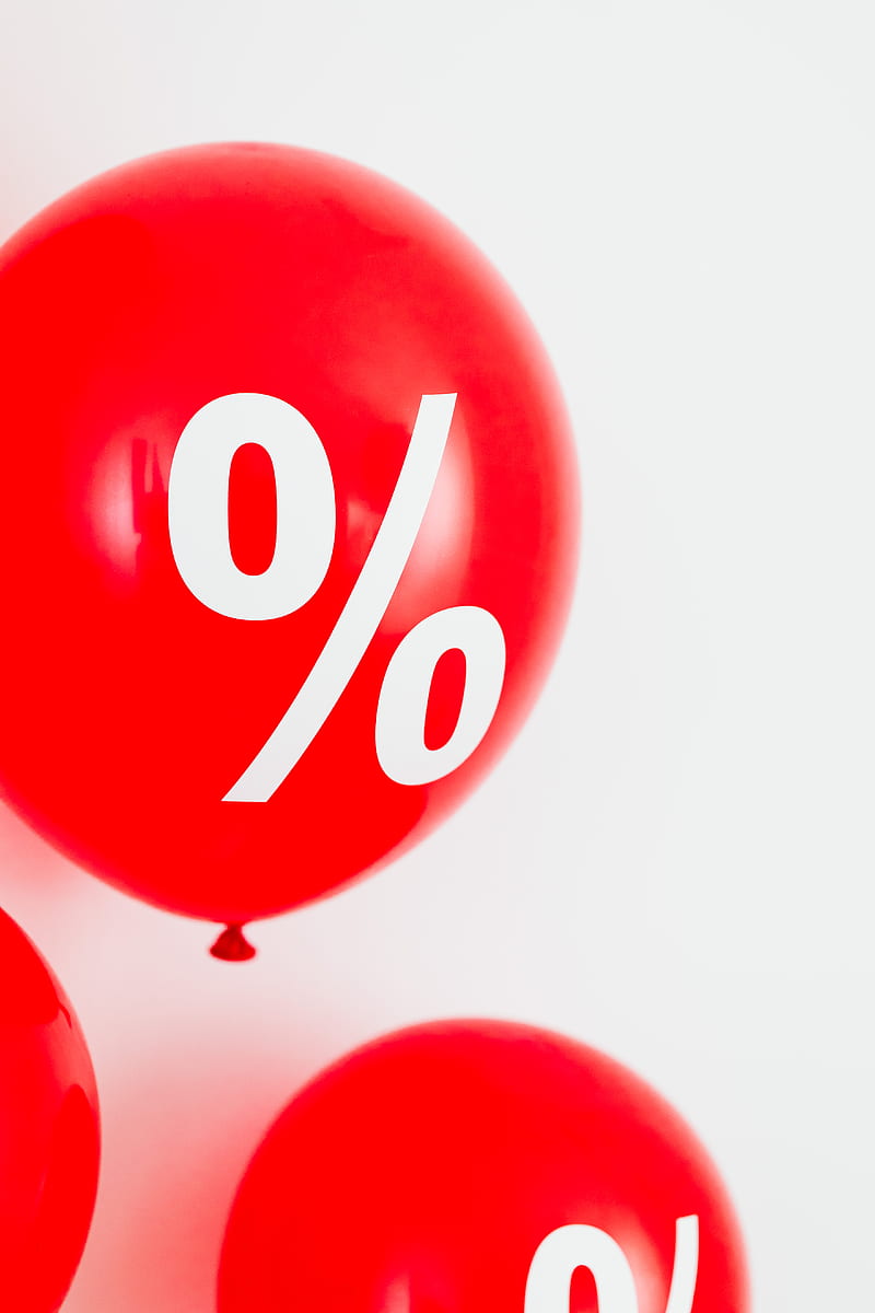 Close-Up View of a Red Balloon With Percentage Symbol, HD phone wallpaper