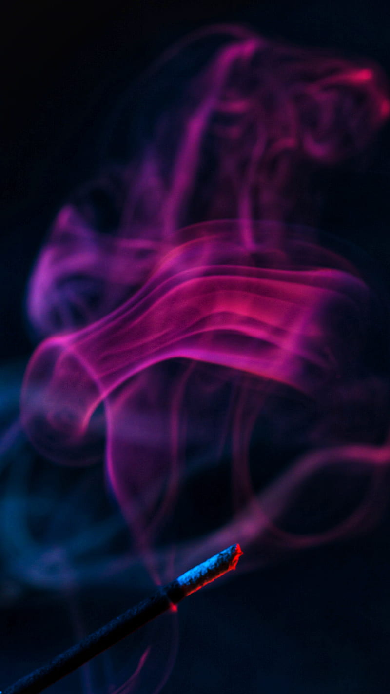 Smoke, art, beauty, cigarette, cigarette smoke, fire, heat, purple, s7, s8, s9, HD phone wallpaper