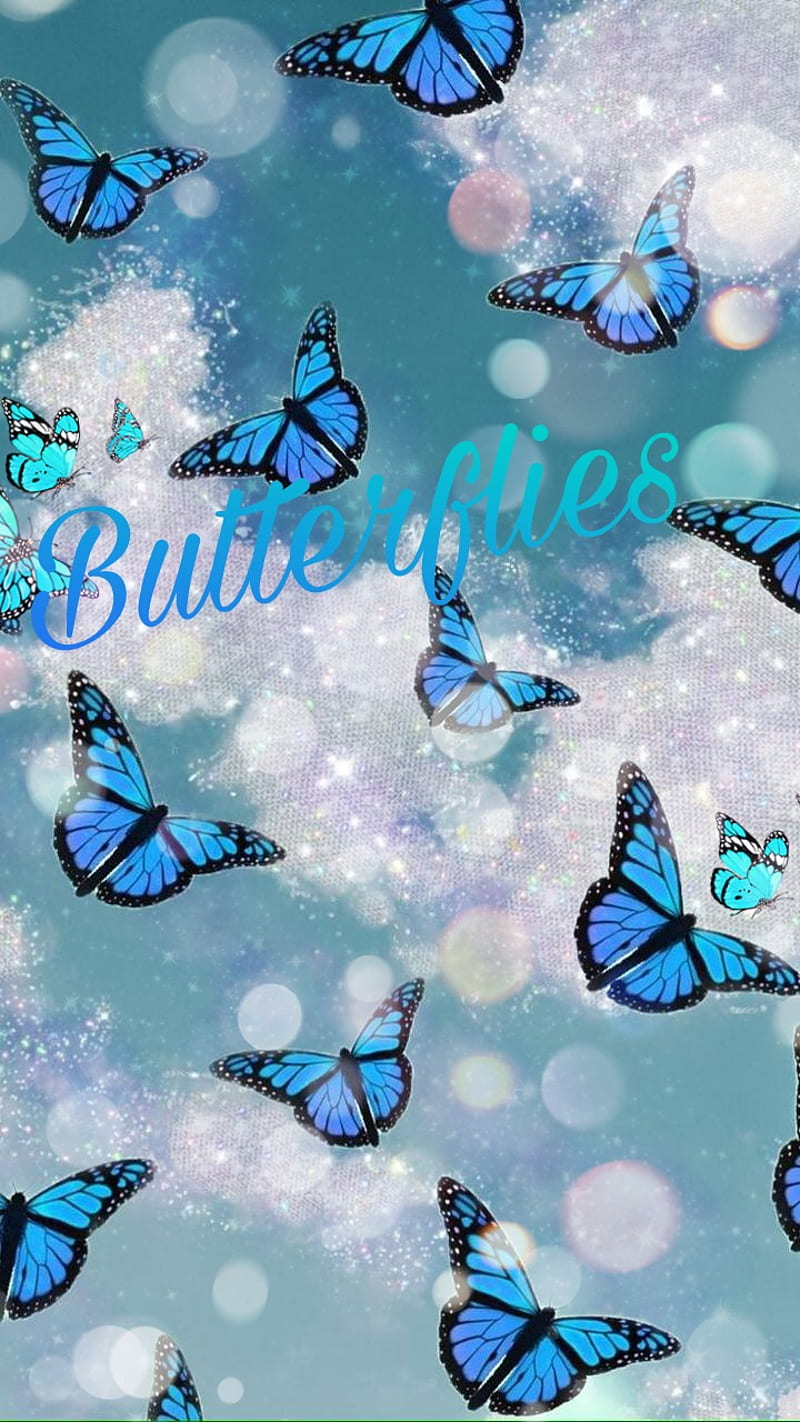Butterflies by Ana, blue, blue butterflies, HD phone wallpaper