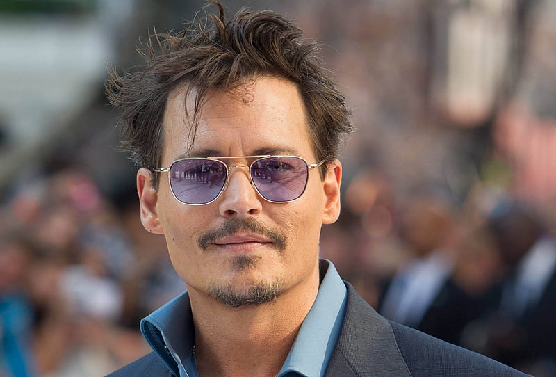 Johnny Depp, face, pink, sunglasses, man, actor, HD wallpaper