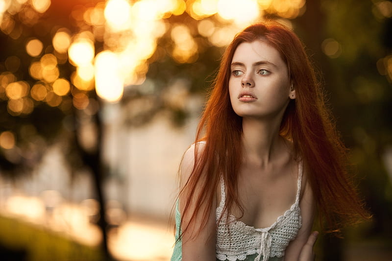 Redhead Girl Outdoors, redhead, girls, model, outdoors, HD wallpaper