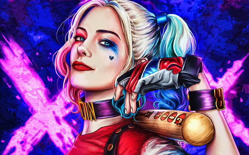 Harley Quinn fan art, supervillain, DC Comics, artwork, Harley Quinn portrait, HD wallpaper