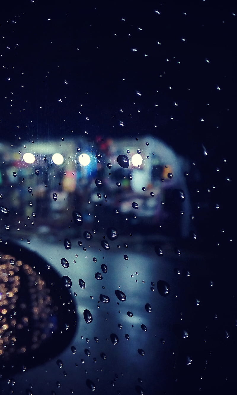 Water Drops, car, lights, lowloght, mirror, night, nighttime, rain, srilanka, HD phone wallpaper