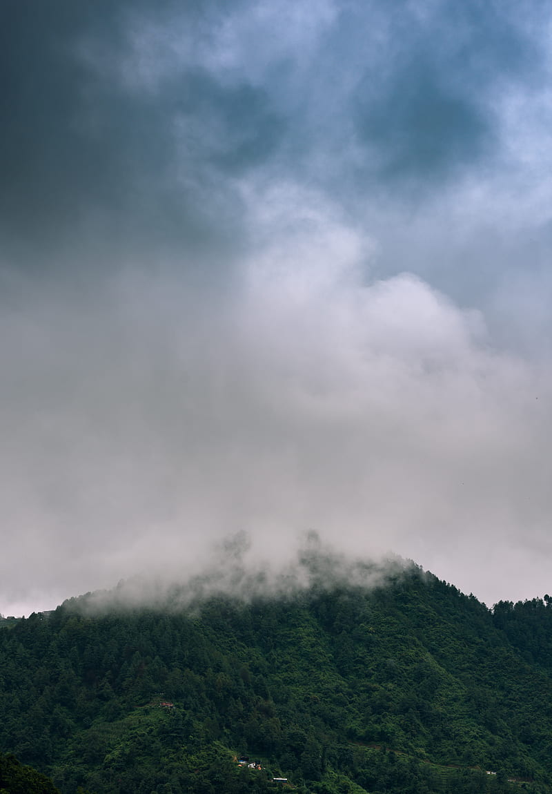 Foggy Hill, fog, mountain, nepal, storm, view, HD phone wallpaper