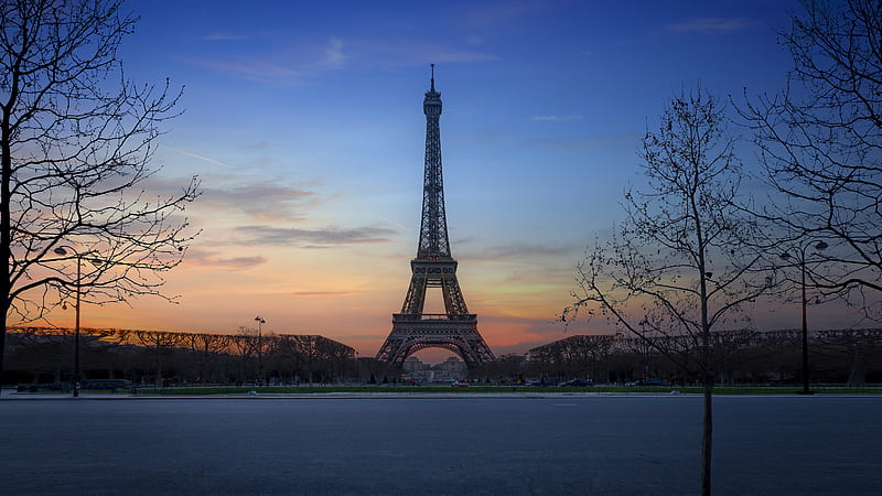 Paris Eiffel Tower With Blue Sky Background Travel, HD wallpaper