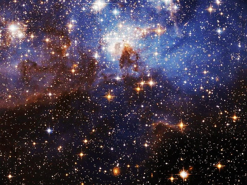 Brightest of stars, space, shining, bright stars, cluster, galaxy, blue, light, HD wallpaper