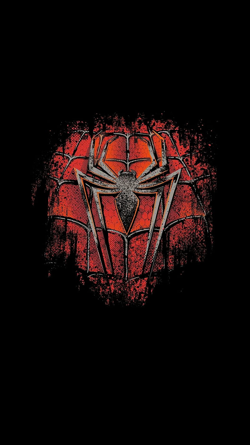 Spiderman, black, hero, logo, red, spider, HD phone wallpaper | Peakpx